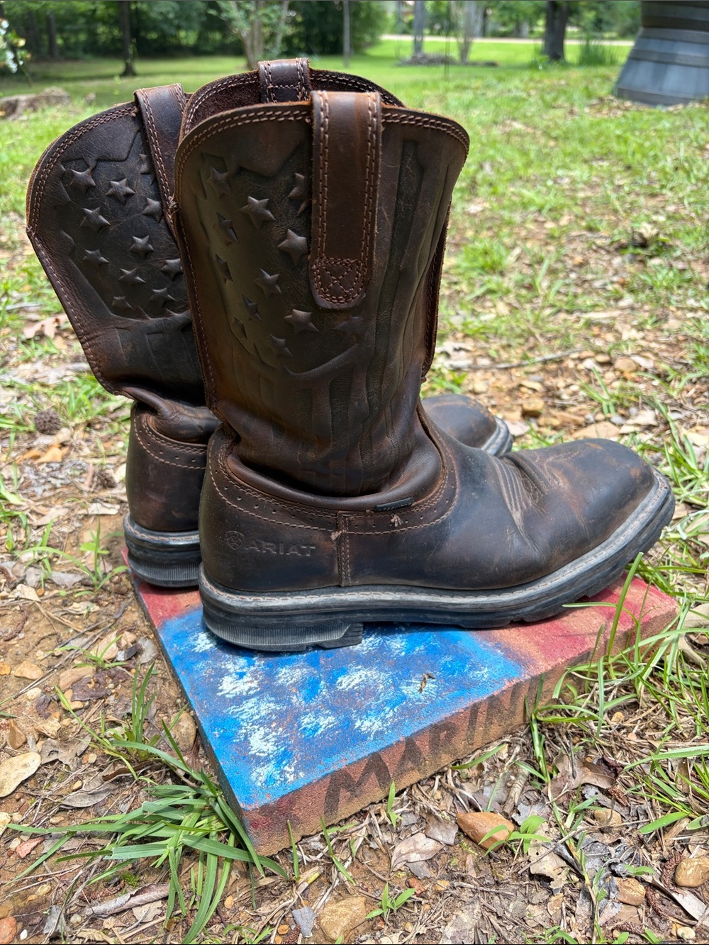 Ariat Sierra Shock Shield Patriot Steel Toe Work Boots 10044426. 11D. *Broken-In